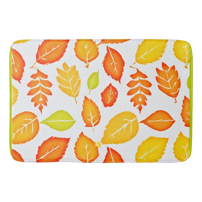 Colourful Leaves Pattern Bath Mat (Front)