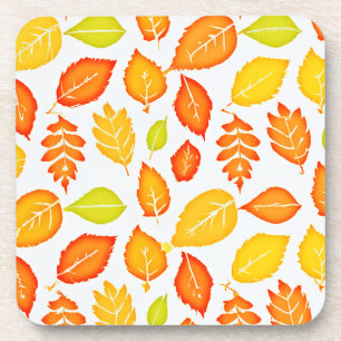 Colourful Leaves Pattern Coaster