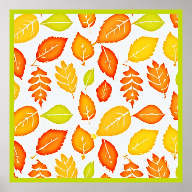 Colourful Leaves Pattern Poster (Front)