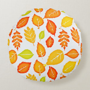 Colourful Leaves Pattern Round Pillow