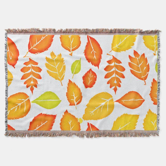 Colourful Leaves Pattern Throw Blanket (Front)