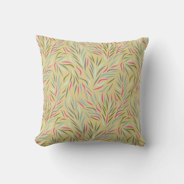 Colourful Leaves Pattern Throw Pillow (Front)