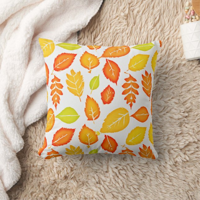 Colourful Leaves Pattern Throw Pillow (Blanket)