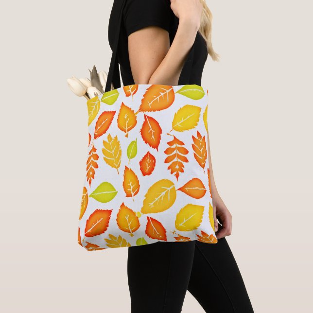 Colourful Leaves Pattern Tote Bag (Close Up)