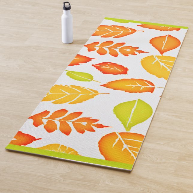 Colourful Leaves Pattern Yoga Mat (In Situ)