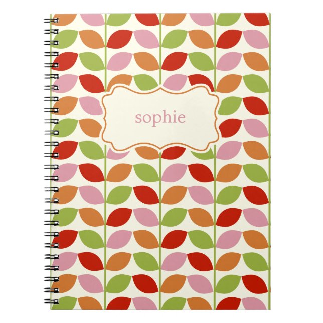 Colourful Leaves Personalized Notebook - Pink (Front)