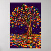 Colourful Leaves Rainbow Tree with Bright Colours