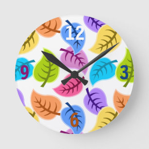 Colourful Leaves Round Clock