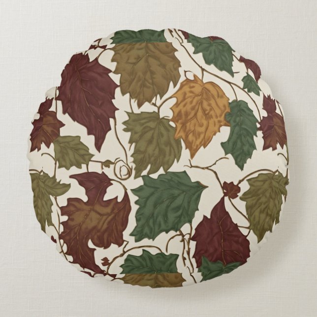 Colourful Leaves  Round Pillow (Front)