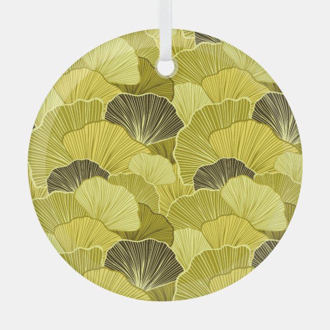 Colourful leaves: seamless olive pattern. glass ornament (Front)