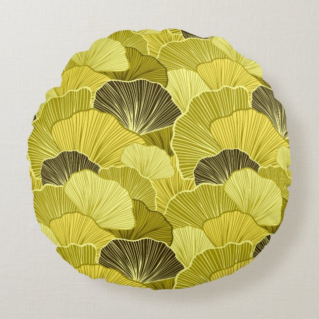 Colourful leaves: seamless olive pattern. round pillow (Front)
