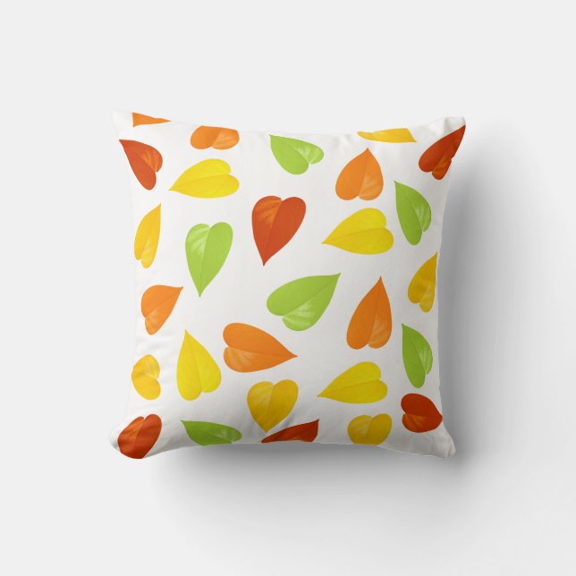 Colourful leaves throw pillow (Front)