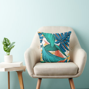 Colourful leaves throw pillow