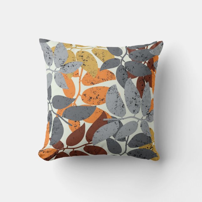 colourful leaves throw pillow (Front)