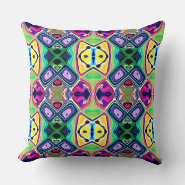 Colourful Lemon Lime Pattern Throw Pillow (Front)