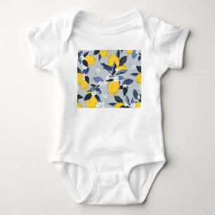 Colourful Lemons: Citrus Floral Pattern Baby Bodysuit