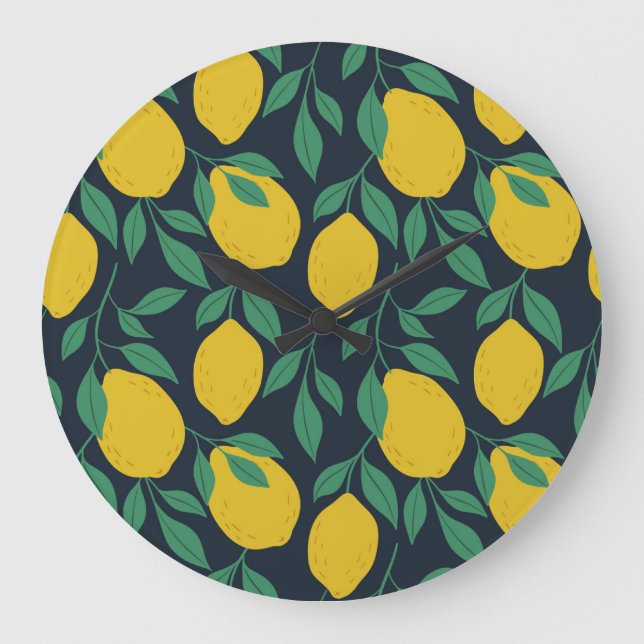 Colourful Lemons: Hand Drawn Vibrance. Large Clock (Front)