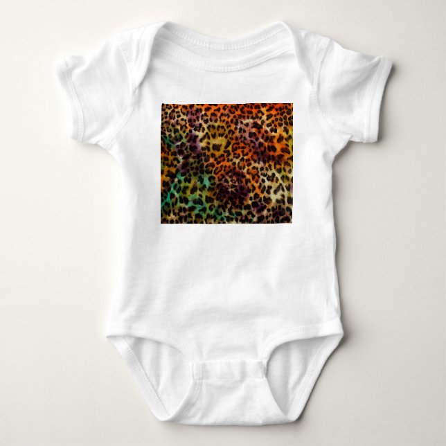 Colourful Leopard: Abstract Vintage Texture Baby Bodysuit (Front)