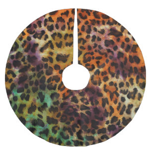Colourful Leopard: Abstract Vintage Texture Brushed Polyester Tree Skirt