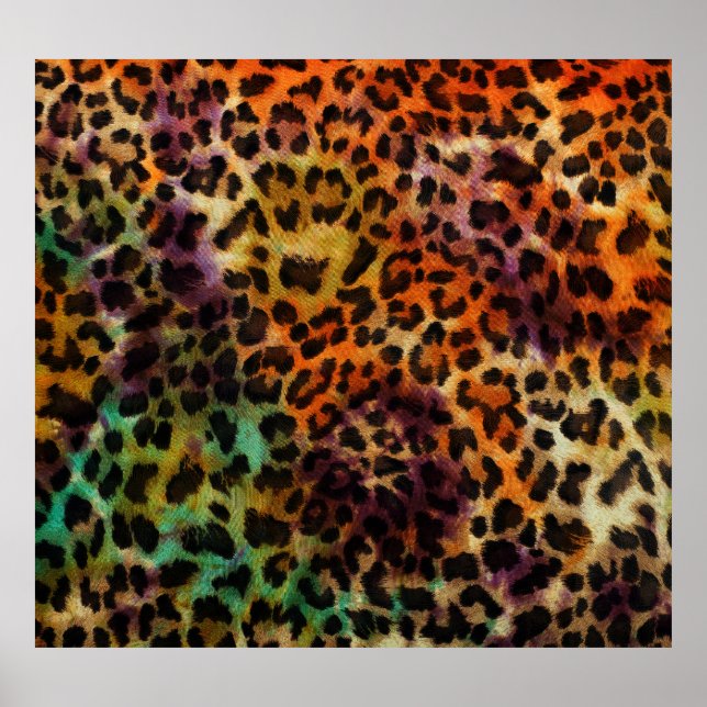 Colourful Leopard: Abstract Vintage Texture Poster (Front)