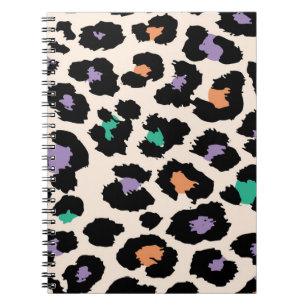 Colourful leopard animal design and backgroundprin notebook