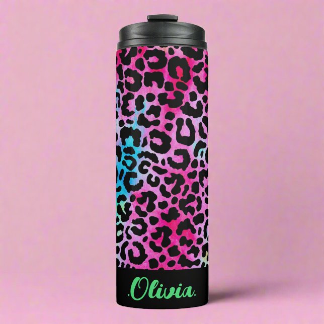 Colourful Leopard Animal Pattern Print Neon Girly  Thermal Tumbler (Creator Uploaded)