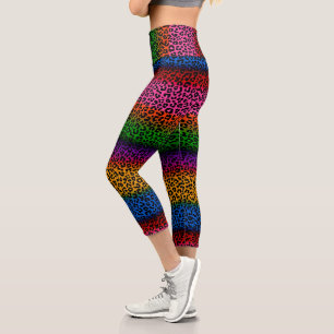 Colourful Leopard Animal Print Design Capri Leggings