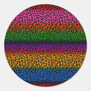 Colourful Leopard Animal Print Design Classic Round Sticker