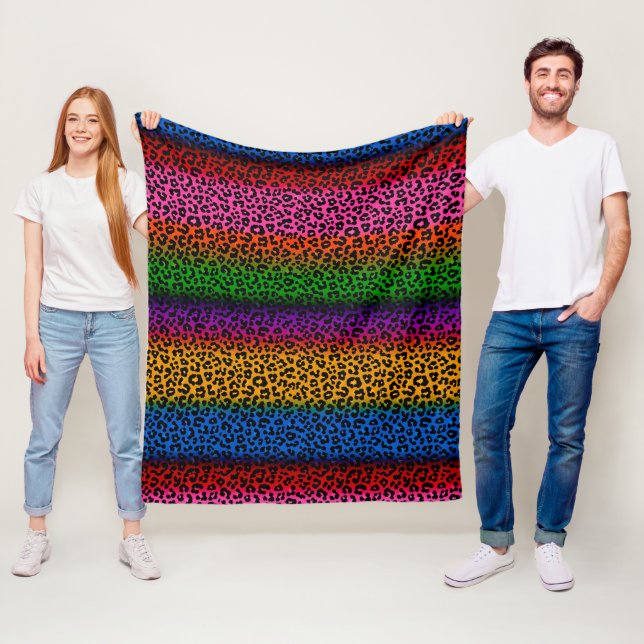 Colourful Leopard Animal Print Design  Fleece Blanket (In Situ)
