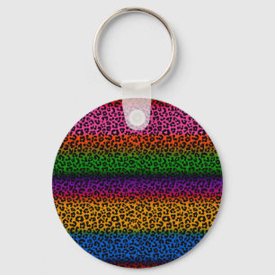 Colourful Leopard Animal Print Design Keychain