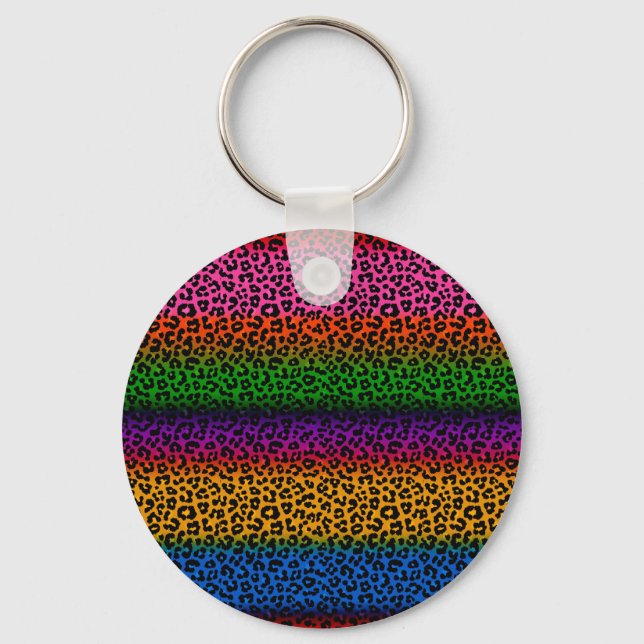 Colourful Leopard Animal Print Design  Keychain (Front)