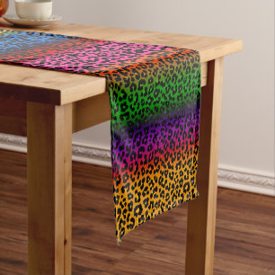 Colourful Leopard Animal Print Design Short Table Runner
