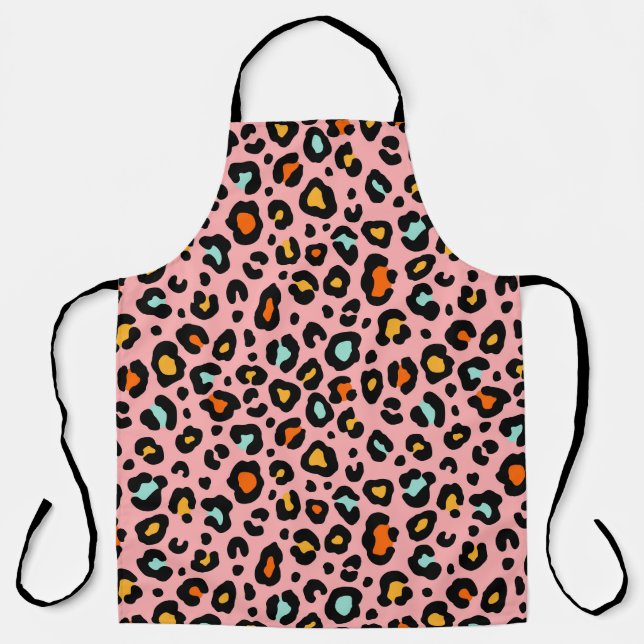 Colourful Leopard: Fashion Vintage Pattern Apron (Front)