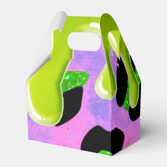 Colourful Leopard Green Slime 00th Birthday Party Favor Box (Front Side)
