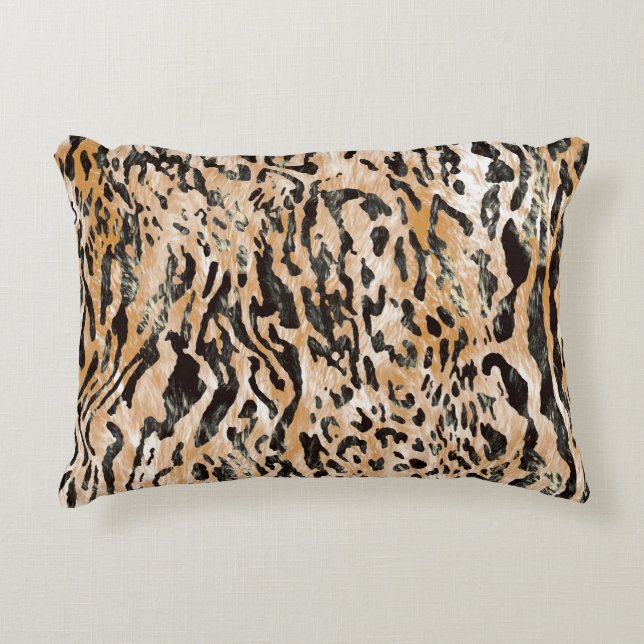 Colourful Leopard Metre Textile Pattern Accent Pillow (Front)