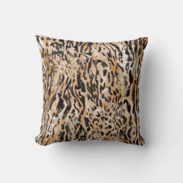 Colourful Leopard Metre Textile Pattern Throw Pillow (Front)