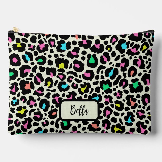 Colourful Leopard Pattern Accessory Pouch (Front)