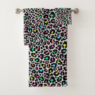 Colourful Leopard Pattern Bath Towel Set