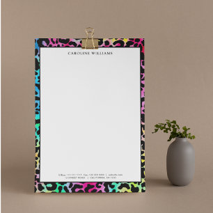 Colourful Leopard Pattern Print Animal Neon Vibran Letterhead