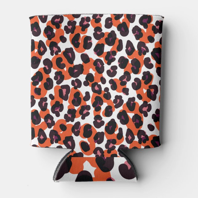 Colourful Leopard Pattern: Seamless Design. Can Cooler (Front)
