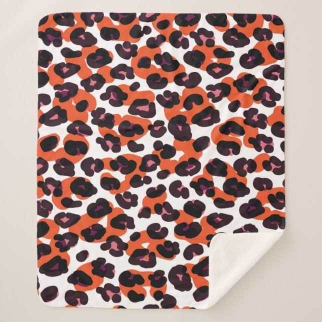 Colourful Leopard Pattern: Seamless Design. Sherpa Blanket (Front)