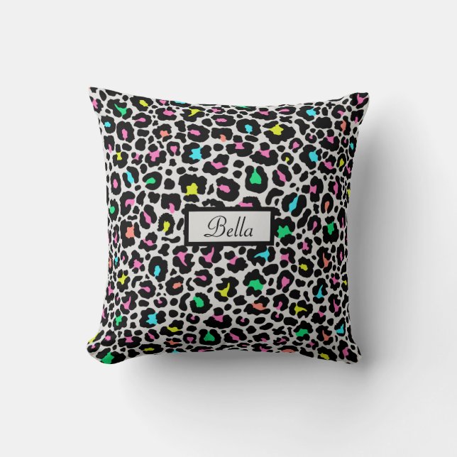 Colourful Leopard Pattern Throw Pillow (Front)