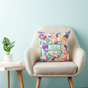 Colourful Leopard Pattern Throw Pillow