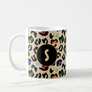 Colourful leopard pattern with monogram coffee mug