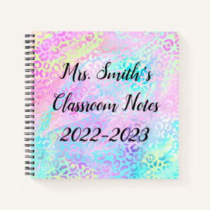 Colourful Leopard Print Back To School Monogram N Notebook