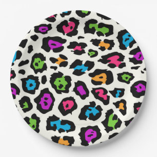 Colourful Leopard Print Paper Plate