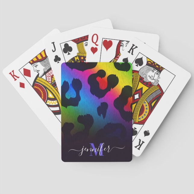 Colourful Leopard Print Playing Cards (Back)