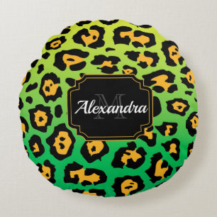Colourful Leopard Print Round Pillow