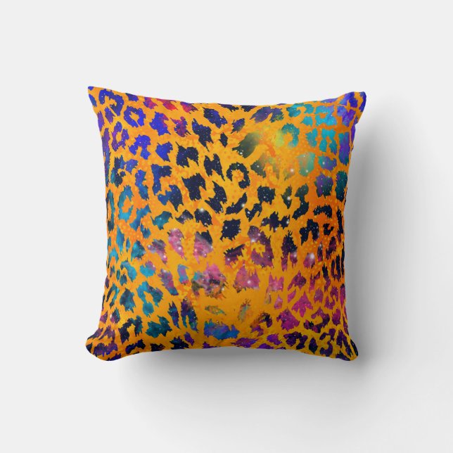 Colourful Leopard Print Throw Pillow (Front)