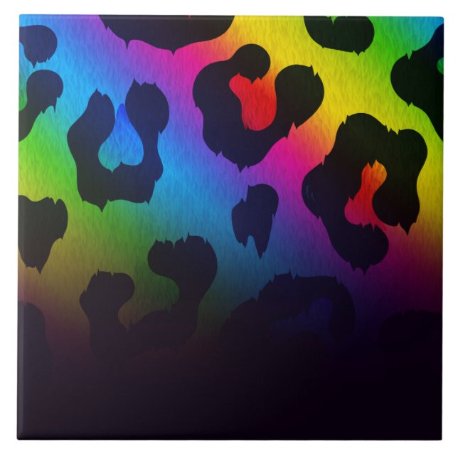 Colourful Leopard Print Tile (Front)